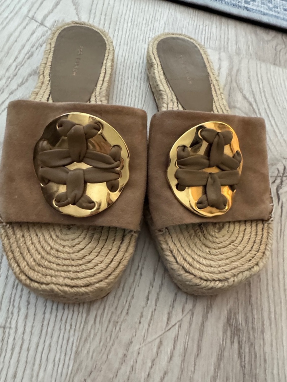 Tory Burch Footwear Woven Double T Espadrille Slide almond flour size 8 - Picture 9 of 9